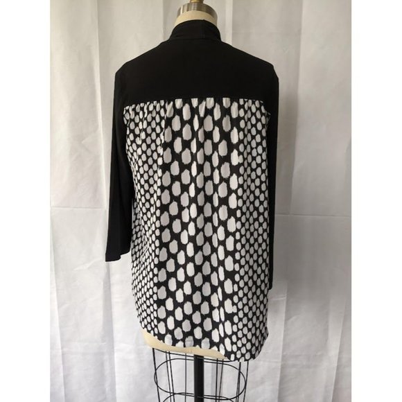 Women's Easywear By Chico's Open Front Cardigan Size 0 Black White Dots Jacket - Picture 3 of 6